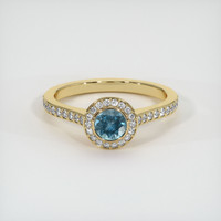 0.81 Ct. Greenish Blue Sapphire Ring, 18K Yellow Gold 1