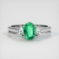 0.79 Ct. Emerald Ring, 18K White Gold 1