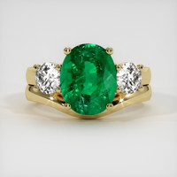 2.95 Ct. Emerald Ring, 18K Yellow Gold 1