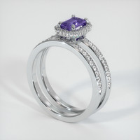 0.75 Ct. Purple Sapphire Ring, 14K White Gold 2