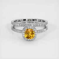 1.39 Ct. Yellowish Orange Sapphire Ring, Platinum 950 1