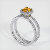 1.39 Ct. Yellowish Orange Sapphire Ring, Platinum 950 2