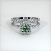 0.90 Ct. Green Sapphire Ring, 10K White Gold 1