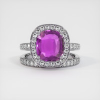 3.18 Ct. Purple Sapphire Ring, 18K White Gold 1