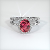 2.39 Ct. Reddish Pink Sapphire Ring, Platinum 950 1
