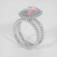 3.69 Ct. Multi Color Black Opal (Dark Opal) Ring, 14K White Gold 2