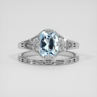 1.00 Ct. Blue Aquamarine Ring, Silver 1