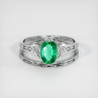 0.73 Ct. Emerald Ring, 18K White Gold 1