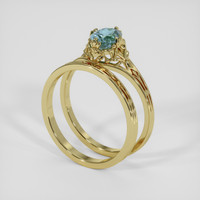 0.71 Ct. Greenish Blue Sapphire Ring, 14K Yellow Gold 2
