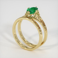 0.73 Ct. Emerald Ring, 18K Yellow Gold 2