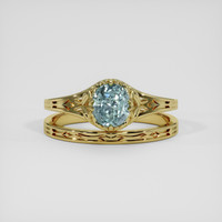 0.71 Ct. Greenish Blue Sapphire Ring, 18K Yellow Gold 1