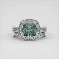 3.29 Ct. Bluish Green Sapphire Ring, Platinum 950 1
