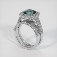 3.29 Ct. Bluish Green Sapphire Ring, Platinum 950 2