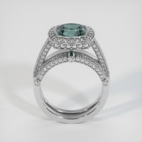 3.29 Ct. Bluish Green Sapphire Ring, Platinum 950 3