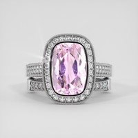 5.72 Ct. Pink Kunzite Ring, 14K White Gold 1
