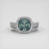 3.29 Ct. Bluish Green Sapphire Ring, 14K White Gold 1