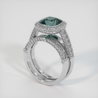 3.29 Ct. Bluish Green Sapphire Ring, 14K White Gold 2