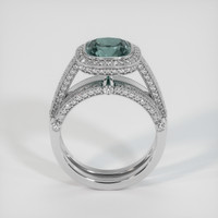 3.29 Ct. Bluish Green Sapphire Ring, 14K White Gold 3