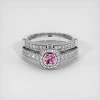 0.39 Ct. Pink Sapphire Ring, 18K White Gold 1