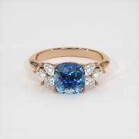 2.68 Ct. Greenish Blue Sapphire Ring, 14K Rose Gold 1