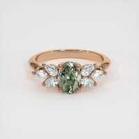 1.17 Ct. Green Sapphire Ring, 14K Rose Gold 1