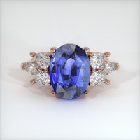 6.13 Ct. Blue Sapphire Ring, 18K Rose Gold 1