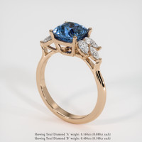2.68 Ct. Greenish Blue Sapphire Ring, 18K Rose Gold 2