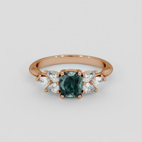 1.55 Ct. Bluish Green Sapphire Ring, 18K Rose Gold 1
