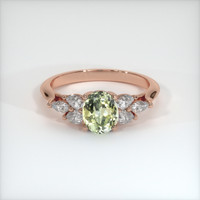 1.11 Ct. Yellowish Green Sapphire Ring, 18K Rose Gold 1