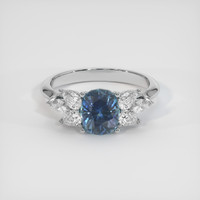 1.18 Ct. Greenish Blue Sapphire Ring, 10K White Gold 1