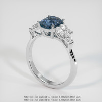 1.18 Ct. Greenish Blue Sapphire Ring, 10K White Gold 2