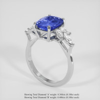 3.62 Ct. Blue Sapphire Ring, 14K White Gold 2