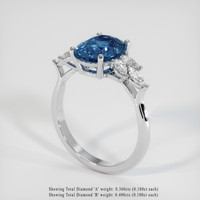 3.67 Ct. Sapphire Ring, 14K White Gold 2