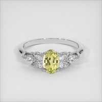 0.41 Ct. Greenish Yellow Sapphire Ring, 14K White Gold 1