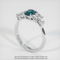 0.71 Ct. Greenish Blue Sapphire Ring, 14K White Gold 2
