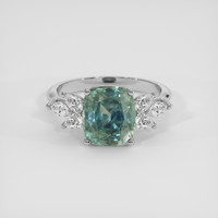 4.50 Ct. Bluish Green Sapphire Ring, 14K White Gold 1