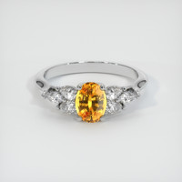 1.10 Ct. Orange Sapphire Ring, 14K White Gold 1