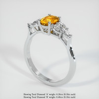 1.10 Ct. Orange Sapphire Ring, 14K White Gold 2