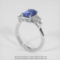 3.00 Ct. Blue Sapphire Ring, 18K White Gold 2