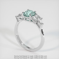 0.96 Ct. Bluish Green Sapphire Ring, 18K White Gold 2