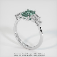 1.19 Ct. Bluish Green Sapphire Ring, 18K White Gold 2