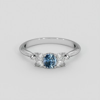 0.72 Ct. Greyish Blue Sapphire Ring, 18K White Gold 1
