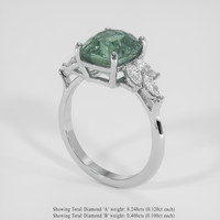 4.50 Ct. Bluish Green Sapphire Ring, 18K White Gold 2