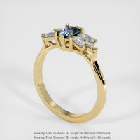 0.62 Ct. Greenish Blue Sapphire Ring, 14K Yellow Gold 2