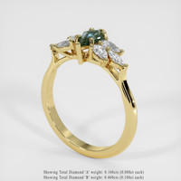 0.42 Ct. Bluish Green Sapphire Ring, 14K Yellow Gold 2