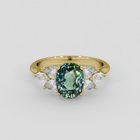 2.50 Ct. Bluish Green Sapphire Ring, 14K Yellow Gold 1