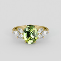 3.04 Ct. Yellowish Green Sapphire Ring, 14K Yellow Gold 1