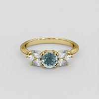 0.74 Ct. Bluish Green Sapphire Ring, 14K Yellow Gold 1