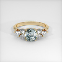 1.02 Ct. Bluish Green Sapphire Ring, 14K Yellow Gold 1
