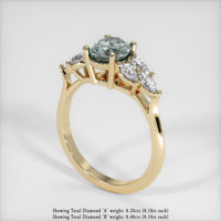 1.02 Ct. Bluish Green Sapphire Ring, 14K Yellow Gold 2